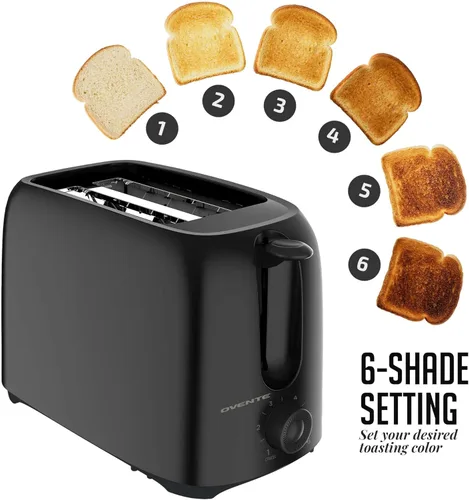 Vista 2 de OVENTE Electric Toaster Machine with 6-Shade Browning Selector Setting, Compact Design and Removable Crumb Tray, 700W Power Perfect for Toasting