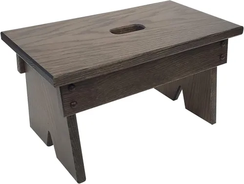Vista 8 de Peaceful Classics Amish Taburete hecho a mano para niños, baño, dormitorio, sala de estar o cocina para adultos, taburete multiusos hecho de roble
