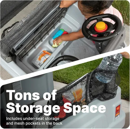 Vista 3 de Step2 SUV de empuje lado a lado, auto de empuje para niños, 2 asientos, sustituto de cochecito, incluye cinturones de seguridad y bocinas, hecho