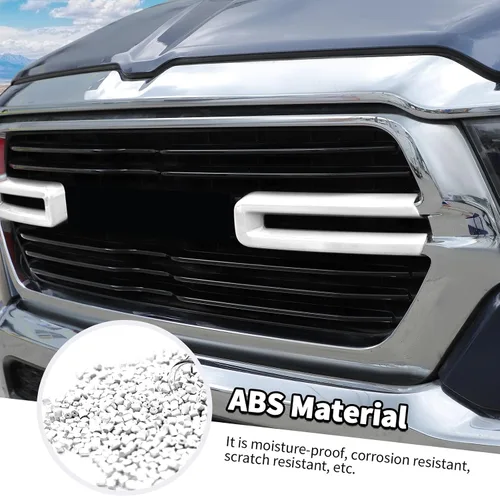 Vista 4 de Jimen Compatible con Dodge Ram 2018-2025, 2 piezas de cubierta de rejilla delantera accesorios exteriores (blanco)