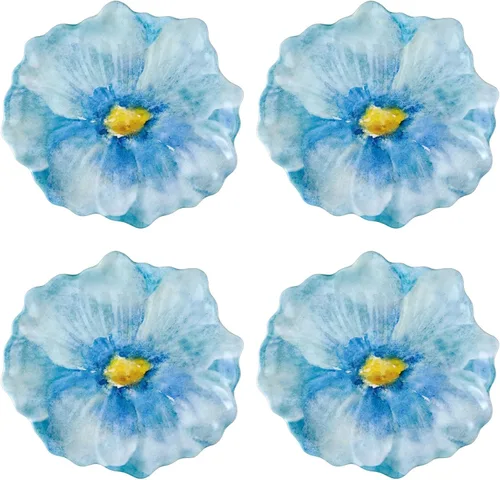 Vista 12 de UP UPware Poinsettias - Platos de postre de melamina, platos pequeños en forma de flores, para aperitivos, aperitivos y guarniciones, rosa, 7.5 x 7