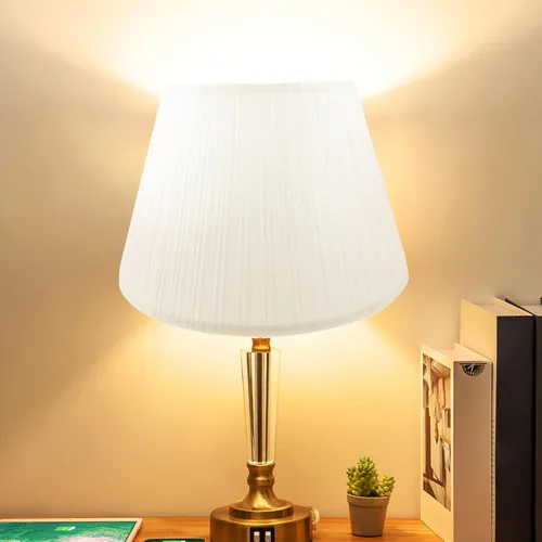 Vista 7 de PRETYZOOM Pantallas plisadas medianas para lámpara de mesa, lámpara de pared, luces de pie, cubierta de lámpara de lino blanco, pantalla de repuesto