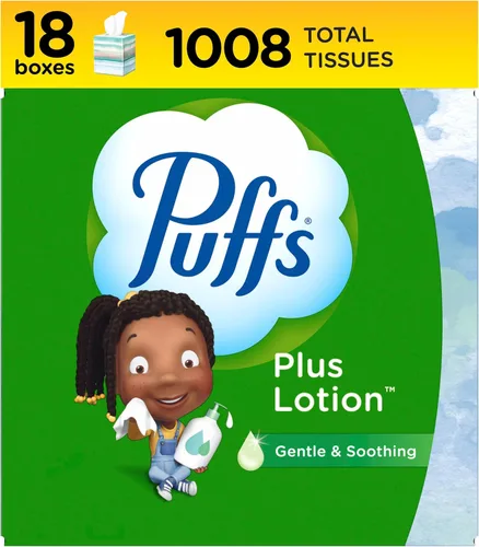 Vista 13 de Puffs Plus Loción Facial Tissue, 1 caja de cubo, 48 pañuelos por caja