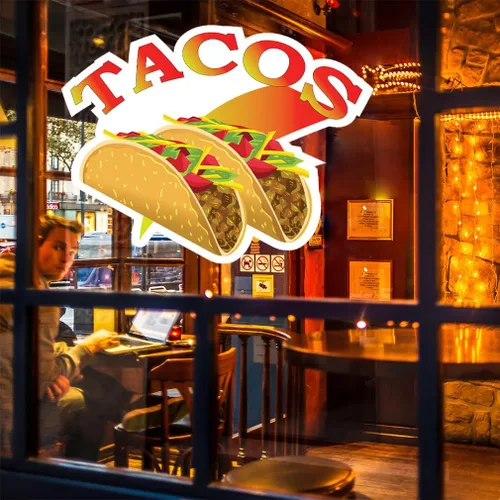 Vista 4 de Calcomanías personalizadas para camiones de alimentos Tacos, guacamole y carne de res, letrero de concesión de concesión de alimentos y bebidas, 10