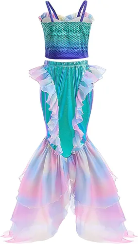 Vista 3 de Disfraz de sirena para niñas, disfraz de princesa Ariel, disfraz de Halloween