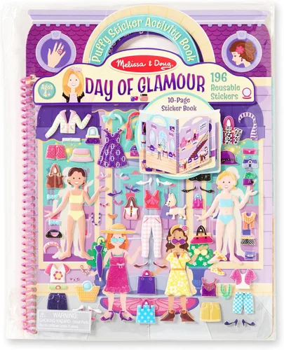 Melissa & Doug Libro de actividades con pegatinas: día de glamour, 196 pegatinas reutilizables.