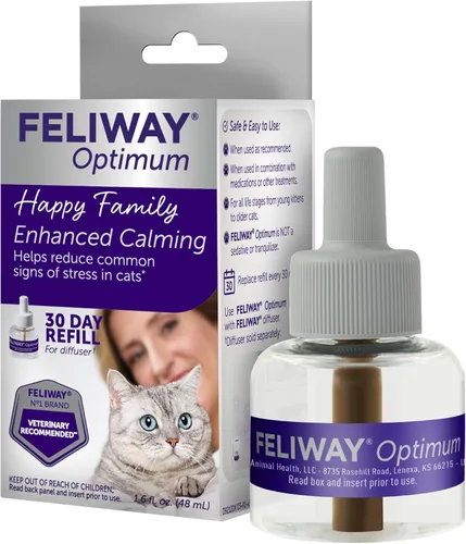 FELIWAY® Optimum - Recambio calmante para gatos de 30 días para difusor de feromonas, 1.6 fl oz, ayuda a reducir los signos comunes de estrés en
