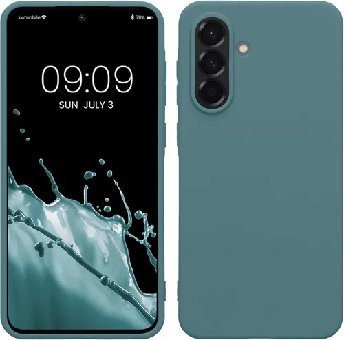 Vista 42 de kwmobile Funda compatible con Samsung Galaxy A12 - Funda protectora de silicona TPU suave y delgada - Verde oscuro mate