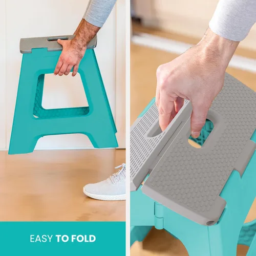 Vista 87 de Vigar Taburete compacto plegable, taburetes de 10-1/2 pulgadas para adultos de hasta 330 libras, taburete ligero, taburete plegable antideslizante