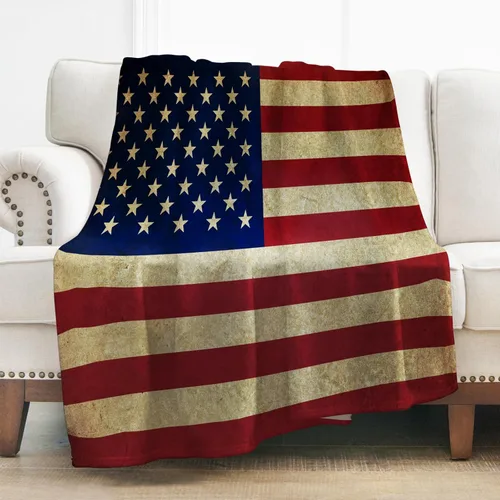 Vista 15 de Levens Grunge American Flag Soldier Silhouette Flannel Throw Blanket 50x60 Ultra Soft Lightweight Cozy Decorative Blanket for Gift, Living Room