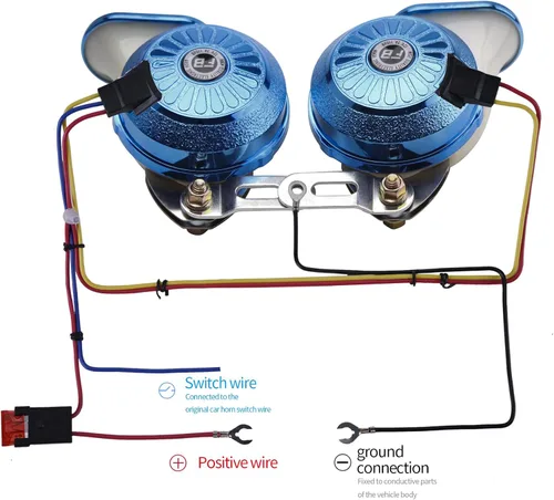 Vista 6 de FARBIN Bocina de tren de 24 V para camión súper fuerte, 3 modos de sonido variables, bocina de 130 db con kit de cableado para camión, tren, autobús