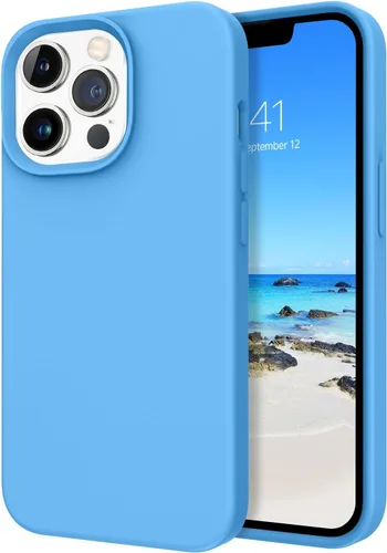 Vista 25 de Telaso Funda para iPhone 13, silicona líquida de goma de gel suave para iPhone 13, funda delgada con forro de microfibra a prueba de golpes, fundas