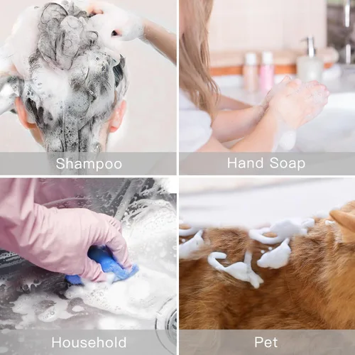 Vista 2 de Botella de espuma de 2 onzas con cepillo, botella de detergente vacía para patas limpias con cepillo limpiador sin enjuague, pequeños dispensadores