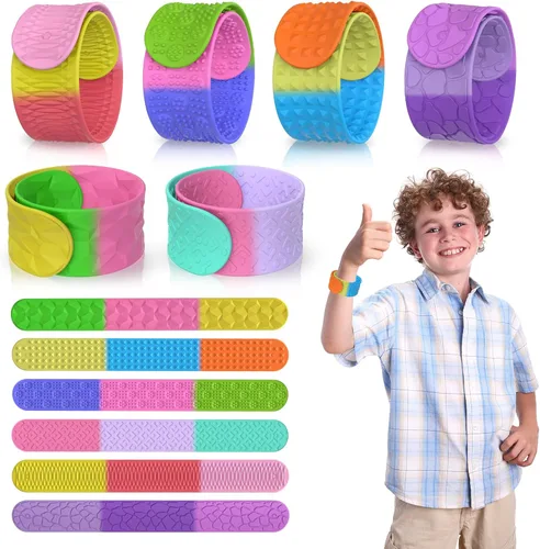 Pulseras de silicona texturizada, juguetes sensoriales para niños y adultos, herramientas calmantes para autismo, TDAH, ansiedad y estrés, juguetes
