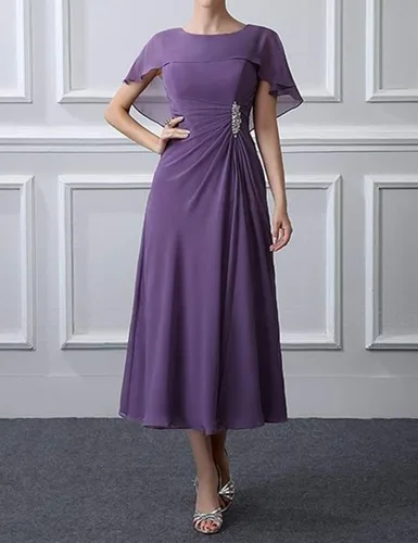 Vista 2 de Vestidos de madre de la novia de gasa vestido formal de noche capa de mujer