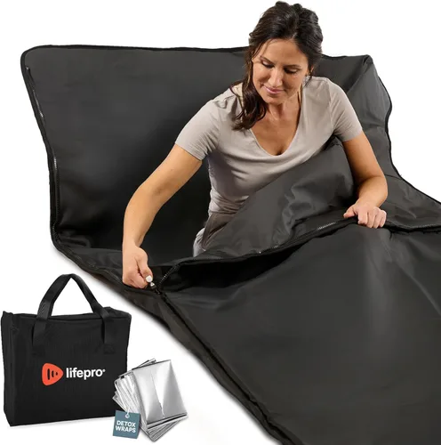 LifePro RejuvaWrap Infrared Sauna Blanket for Detox & Relaxation – Low EMF Carbon Fiber Heating, 9 Temp Levels, 5 Colors – Portable Sauna Blanket