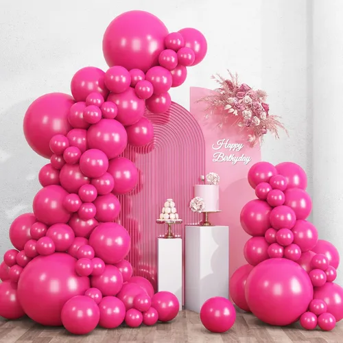 Vista 26 de RUBFAC 135 globos de color rosa bebé de diferentes tamaños de 18, 12, 10 y 5 pulgadas, para arco de guirnalda, globos de látex rosa pastel claro
