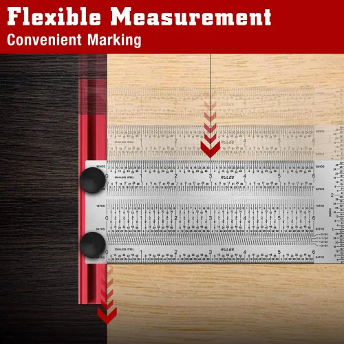 Vista 5 de Regla en T de 12 pulgadas, regla T de marcado de precisión, regla cuadrada en T para carpintería, herramienta de escritura de posicionamiento