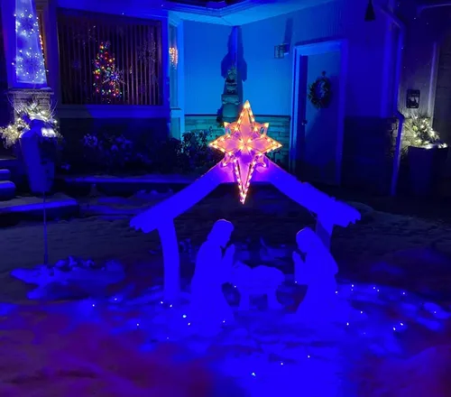 Vista 6 de Proyector LED de 25 W de color para exteriores con iluminación estroboscópica, luces RGB impermeables para patio, árbol, casa, Halloween, Navidad