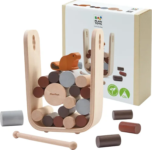 PlanToys Timber Tumble - Juego de equilibrio y estrategia de madera para niños a partir de 3 años | Juguete educativo Montessori para habilidades