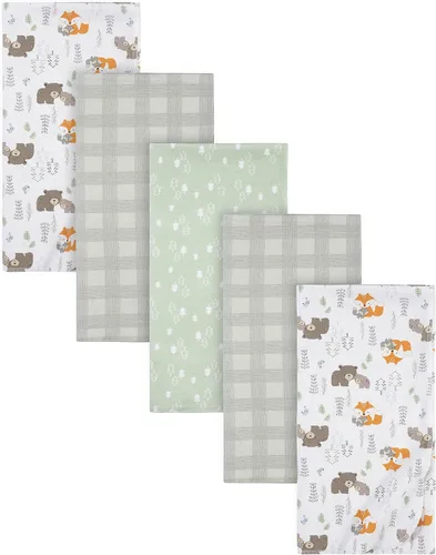 Vista 10 de Gerber Niñas Manta de Flanela 100% Algodón para Recién Nacidos, Bebés y Niños Pequeños, Swaddle, Arcoíris Rosa, Paquete de 5