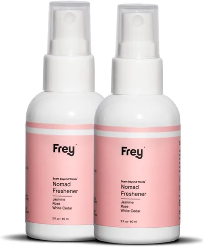 Frey Spray ambientador de tela, paquete de 2, desodorante en aerosol de lino para lavandería, rosa jazmín, botellas de 2 onzas