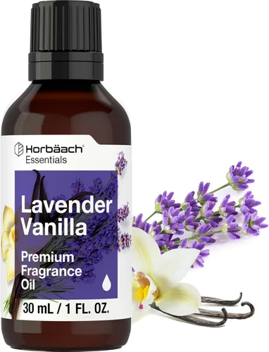 Horbäach Aceite aromático de vainilla de lavanda | 1 onza líquida (1.0 fl oz) | Grado premium | para difusores, fabricación de velas y jabón,