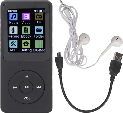 Vista 9 de Reproductor MP3 Bluetooth de 32 GB con altavoz, lector de libros electrónicos de 1.8 pulgadas y sonido HiFi, expandible a 64 GB para viajes