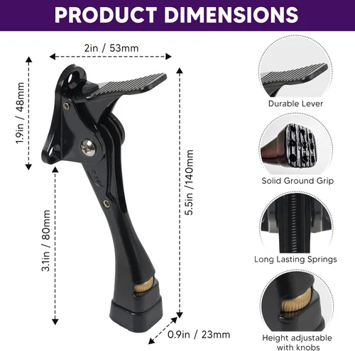 Vista 22 de HOME&I Easy Pedal Kick Down Door Stop Stopper Easy Step Door Kick Doorstop,Premium Quality,Height-Adjustable Rubber Foot,4 Inch