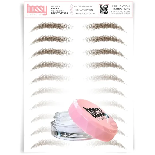Vista 93 de Brows by Bossy Tatuaje temporal para cejas 8 colores y 6 estilos adhesivos impermeables para cejas, tatuajes falsos para el cabello como pelar