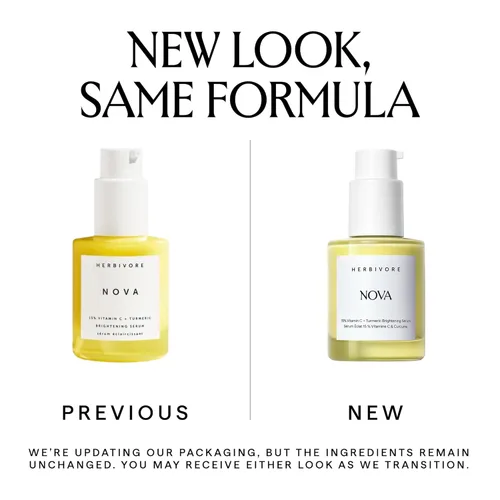 Vista 2 de HERBIVORE Nova 15% Vitamin C + Turmeric Brightening Serum for Dark Spots, Hyperpigmentation + Even Skin Tone Vegan, Plant-Based, Cruelty-Free, 30