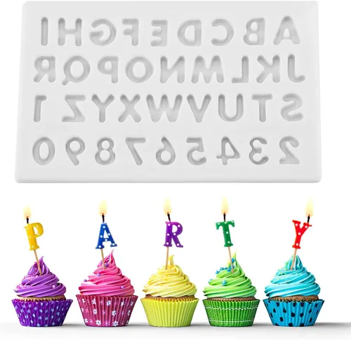 Vista 2 de Forma de letras que hace la herramienta de decoración del chocolate del fondant de la torta del caramelo del silicón (gris)