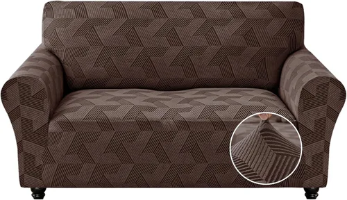 Vista 18 de JIVINER - Juego de 2 fundas elásticas para sillas de comedor, fundas geométricas de jacquard para sillas de comedor, fundas lavables para sillas