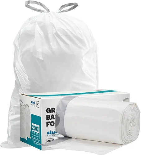 Vista 2 de Plasticplace Bolsas de basura de ajuste personalizado, compatibles con simplehuman Code X (200 unidades) forros de basura blancos con cordón de 21
