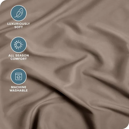 Vista 2 de Bare Home - Sábana bajera ajustable tamaño queen, de microfibra 1800, muy suave y duradera para colchones altos, color gris pardo