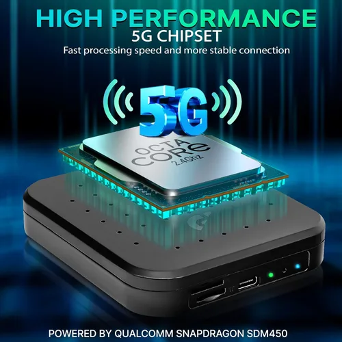 Vista 4 de Pyle Caja inalámbrica Carplay iA, 4GB RAM 64GB ROM, 2.4GHz, 5GHz Dual Band WiFi BT Octa Core 64Bits D, 4K Full HD, H.265, USB3.0 Android Box