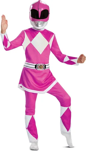 Disguise Pink Ranger - Disfraz infantil de lujo, color rosa, talla L(10-12)