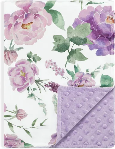 Vista 11 de Mantas de bebé, manta de visón de flores para niñas, respaldo punteado, doble capa, manta de recepción de cuna, para guardería, cochecito, cama