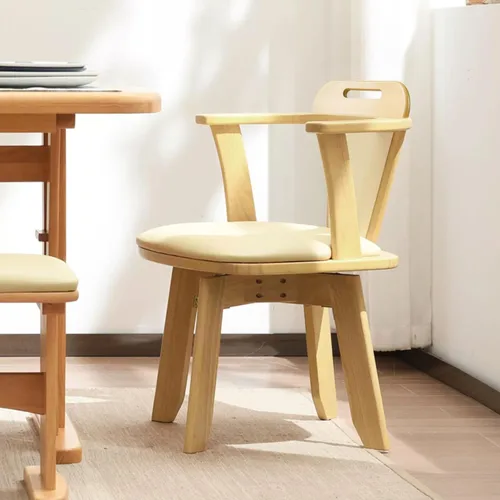 Vista 8 de Sillas de comedor giratorias, silla de escritorio, moderna silla giratoria de mediados de siglo con brazos, silla de escritorio giratoria de madera