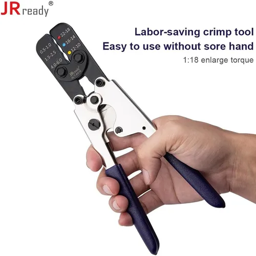 Vista 8 de JRready ACT-AD10 - Herramienta de crimpado de trinquete, crimpadora de cables de 22 a 10 AWG para conectores a tope termorretráctiles y terminales