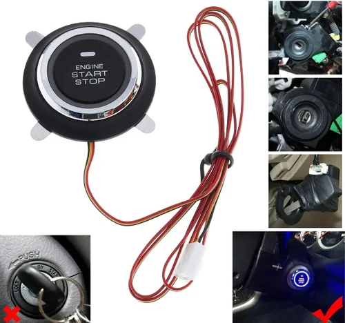 Vista 3 de BANVIE Sistema de Alarma de Coche RFID Botón de Arranque con Pulsador y Sistema de Entrada sin Llave para Vehículo Protección de Arranque de Doble