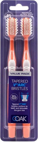 Vista 6 de Ooak Cepillo de dientes, cerdas cónicas V++Arc suaves, cabezal de cepillo XL, paquete de 2 unidades, color plata/negro