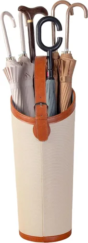 Vista 8 de Soporte grande de cuero sintético para paraguas de entrada, moderno soporte de paraguas negro para interiores