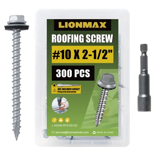 Vista 21 de LIONMAX 500 unidades de tornillos para techos de metal #10 x 2,5 cm, tornillos de zinc con cabeza hexagonal pintada en blanco, arandela de goma