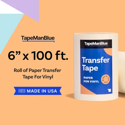 Vista 2 de Rollo de cinta de transferencia de papel de 6 x 100 pies para vinilo, fabricado en Estados Unidos, papel de transferencia de alta calidad
