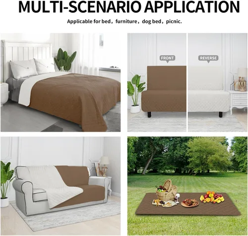 Vista 4 de Easy-Going Funda de cama 100% impermeable para perro, reversible, a prueba de fugas, lavable, protector de muebles para mascotas, niños, perros