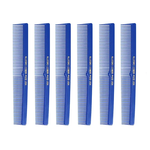 Vista 3 de Allegro Combs Juego de peluqueros y peluqueros 420 Peines de corte de pelo USA 6 Pc. (azul bebé)