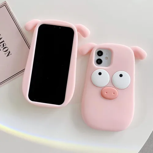Vista 3 de Yatchen Fundas Kawaii para teléfono compatible con iPhone 13 Pro Max, bonita funda de teléfono de cerdo rosa de dibujos animados 3D iPhone 13 Pro