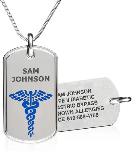 Vista 10 de Divoti Collares clásicos grabados con láser de encargo profundo de la etiqueta de perro de identificación de alerta médica 316L - estilos