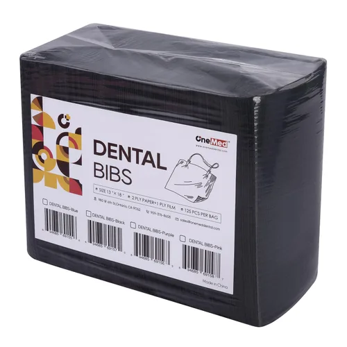 125 piezas Baberos Dentales Desechables de 13"x18" de 3 Capas Impermeables Negros Baberos Dentales para Tatuajes Clínica Dental Cubierta de Bandeja